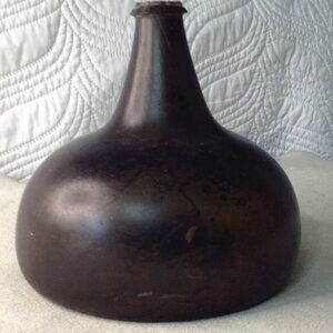 Antique Onion Bottle Olive Green Glass Bottle, Georgian, Medical, Wine, Spirits